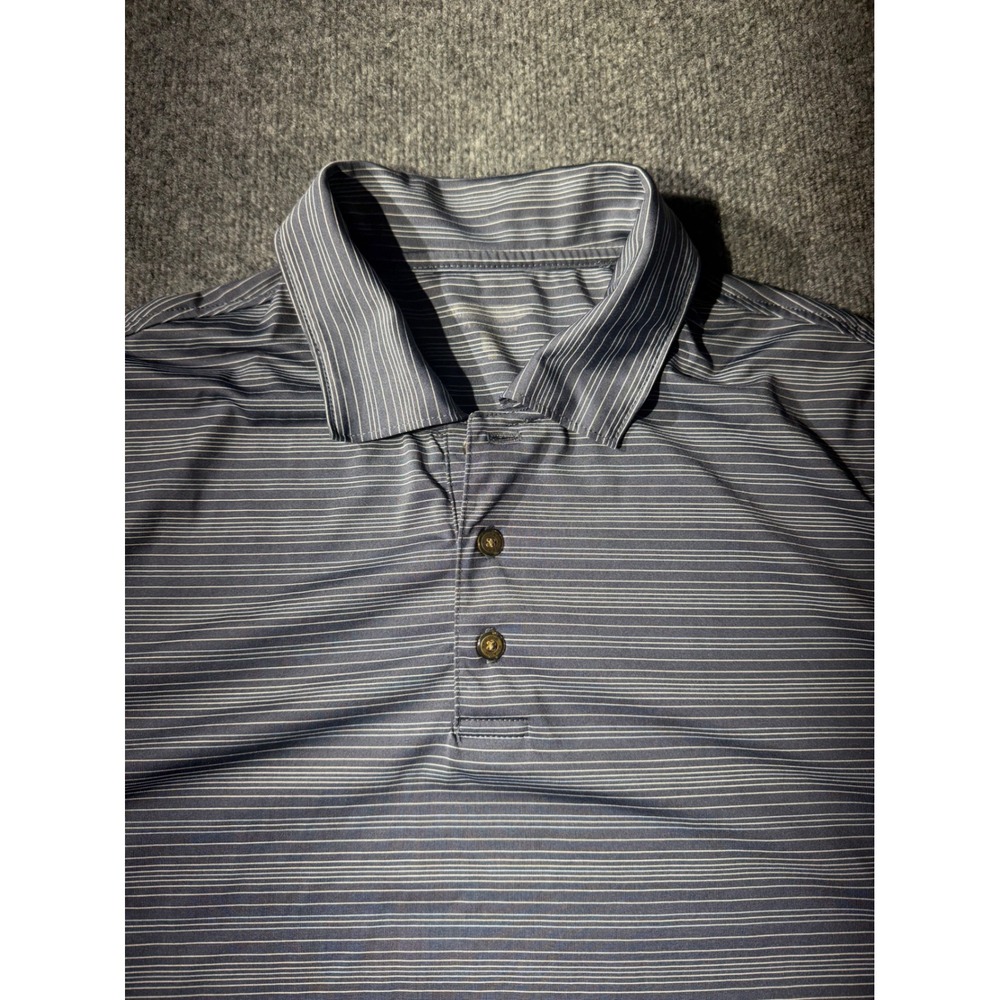 PGA TOUR Polo Shirt Mens L Blue Excellent Striped Short Sleeve Golf Top - Picture 2 of 7